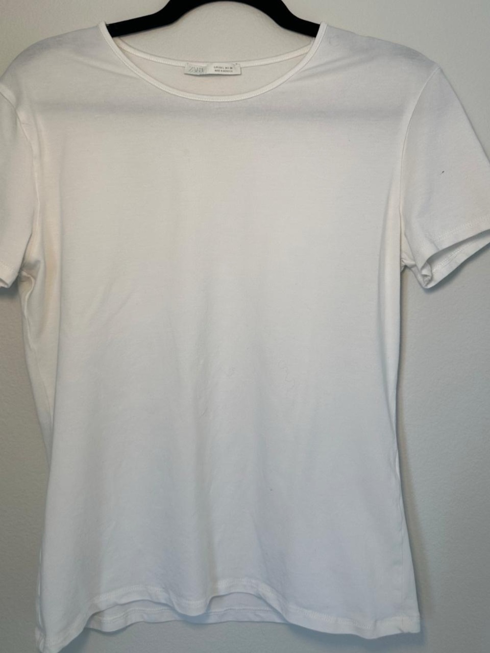 Zara Plain White Short Sleeve Crewneck Tee - Women's Classic Fit